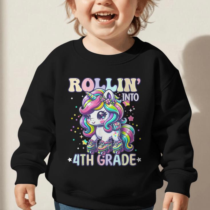 4th Grade Back To School First Day Girls Rollin Unicorn Graphic Toddler Sweatshirt 4th Grade Back To School First Day Girls Rollin Unicorn Graphic Toddler Sweatshirt