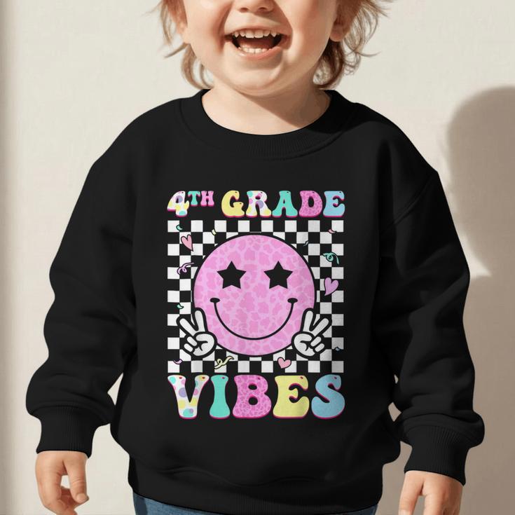 4th Grade Vibes Groovy Back To School Fourth Grade Girls Kid Graphic Toddler Sweatshirt