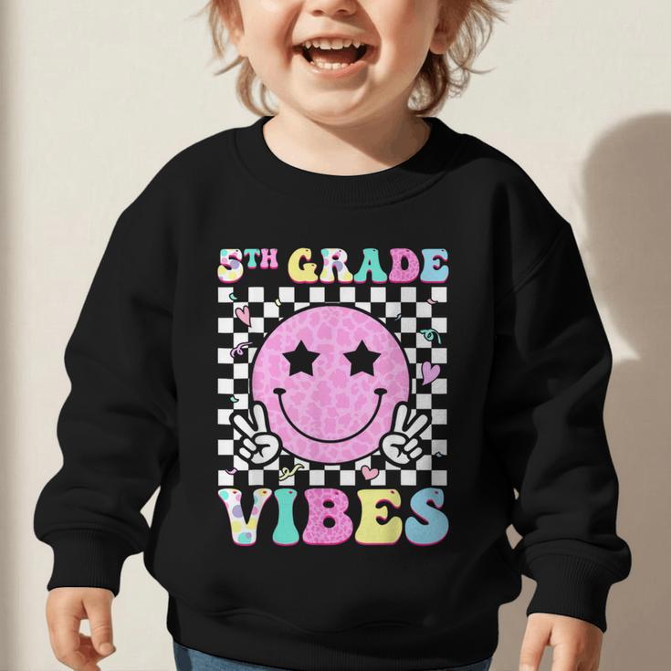 5th Grade Vibes Groovy Back To School Fifth Grade Girls Kids Graphic Toddler Sweatshirt