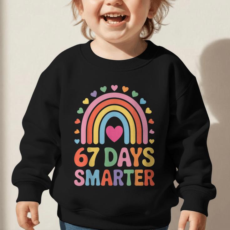 67 Days Smarter Rainbow For Back To School Kids Graphic Toddler Sweatshirt