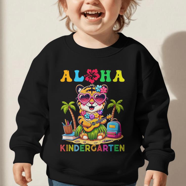 Aloha Kindergarten Tiger Hawaii Back To School Kids Girls Graphic Toddler Sweatshirt Aloha Kindergarten Tiger Hawaii Back To School Kids Girls Graphic Toddler Sweatshirt