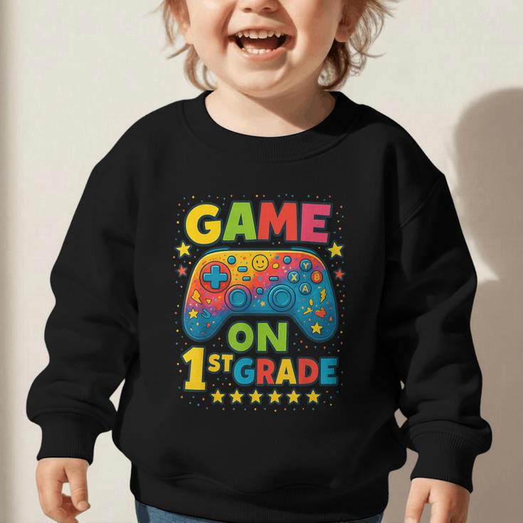 Back To School 1st Grade Boys Gamer First Day School Level Graphic Toddler Sweatshirt Back To School 1st Grade Boys Gamer First Day School Level Graphic Toddler Sweatshirt