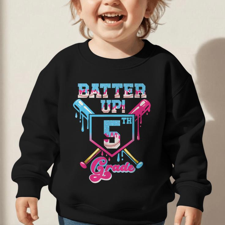 Back To School 5th Grade Batter Up Baseball First Day Boys Graphic Toddler Sweatshirt