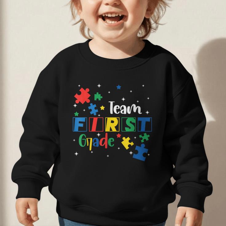 Back To School Autism Puzzle Pieces Autistic First Grade ASD Graphic Toddler Sweatshirt