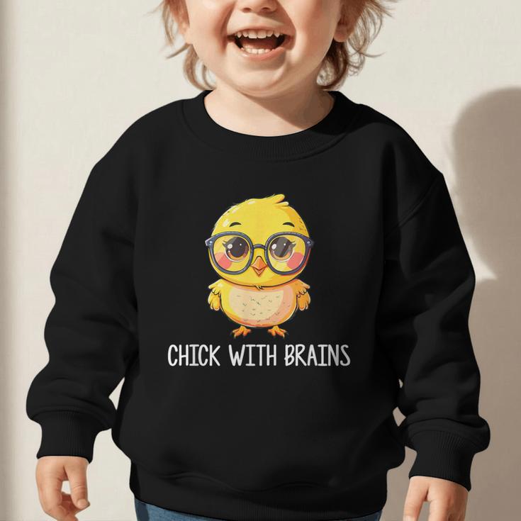 Back To School Chick With Brains Smart Intelligent Girls Graphic Toddler Sweatshirt