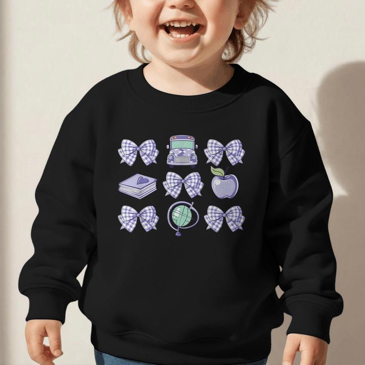 Back To School Coquette Bow Gingham First Day Of School Bows Graphic Toddler Sweatshirt Back To School Coquette Bow Gingham First Day Of School Bows Graphic Toddler Sweatshirt