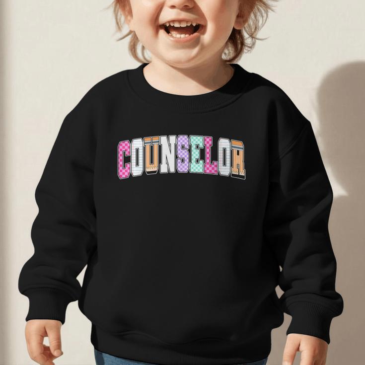 Back To School Counselor Preppy Checkered Counselor Life Graphic Toddler Sweatshirt Back To School Counselor Preppy Checkered Counselor Life Graphic Toddler Sweatshirt