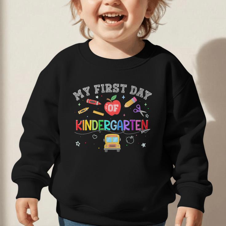 Back To School My First Day Of Kindergarten Boy Girl Graphic Toddler Sweatshirt