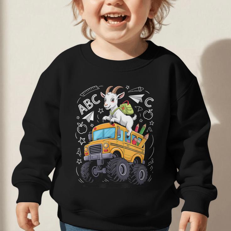 Back To School Goat School Bus 100 Days Of School Graphic Toddler Sweatshirt