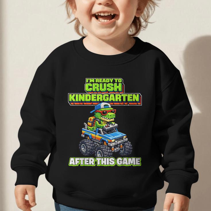 Back To School Kindergarten Retro Monster Truck Dinosaur Boy Graphic Toddler Sweatshirt