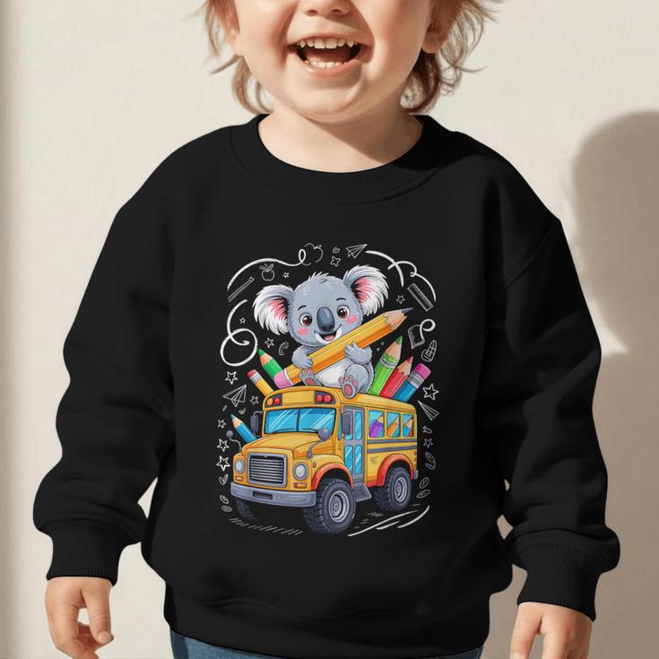 Back To School Koala School Bus 100 Days Of School Graphic Toddler Sweatshirt Back To School Koala School Bus 100 Days Of School Graphic Toddler Sweatshirt