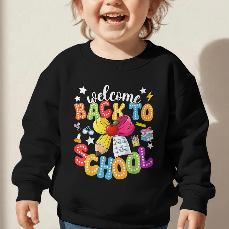 Back To School Pencil Coquette Bow First Day Of School Kids Graphic Toddler Sweatshirt