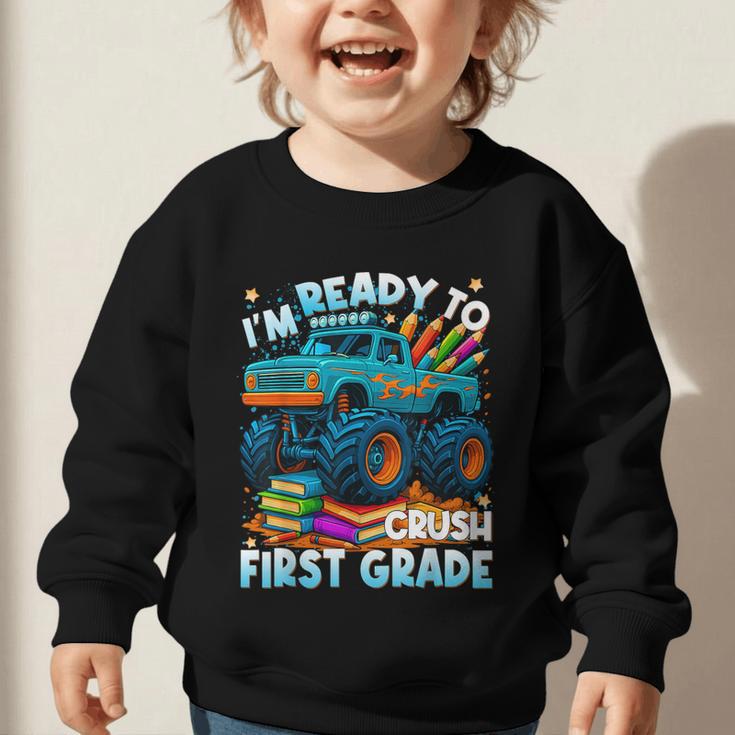 Back To School Ready To Crush 1st Grade Monster Truck Boys Graphic Toddler Sweatshirt Back To School Ready To Crush 1st Grade Monster Truck Boys Graphic Toddler Sweatshirt