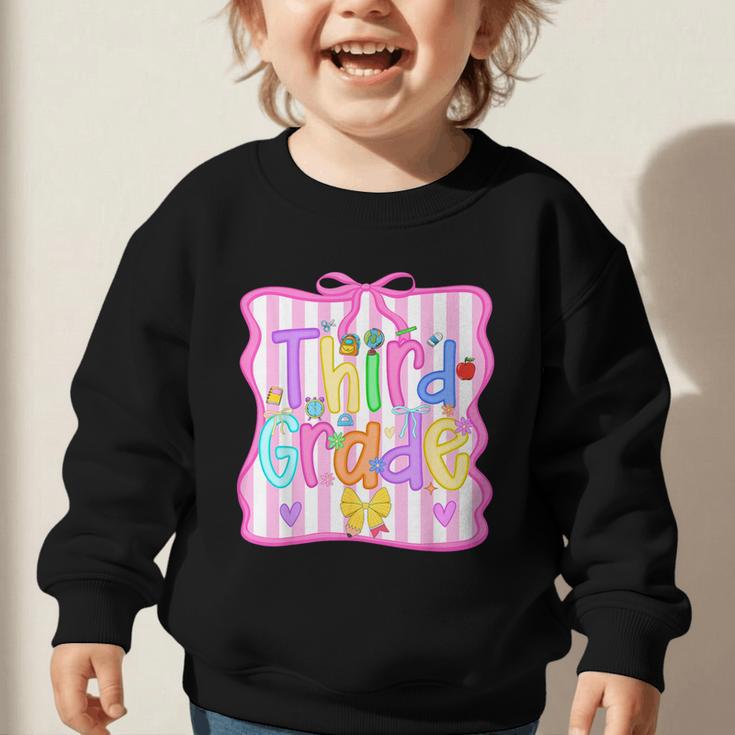 Back To School Third Grade Girls Coquette Bow 3rd Grade Kids Graphic Toddler Sweatshirt Back To School Third Grade Girls Coquette Bow 3rd Grade Kids Graphic Toddler Sweatshirt