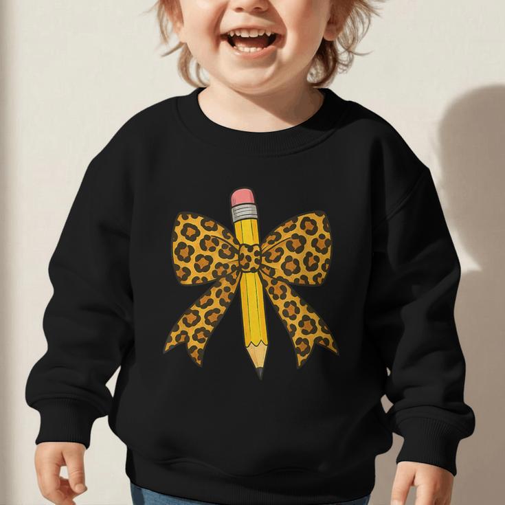 Bow Pencil Leopard First Day Of School Back To School Graphic Toddler Sweatshirt
