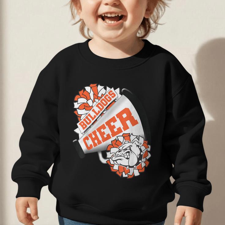 Bulldogs Cheerleading Back To School Cheer Team Orange Graphic Toddler Sweatshirt