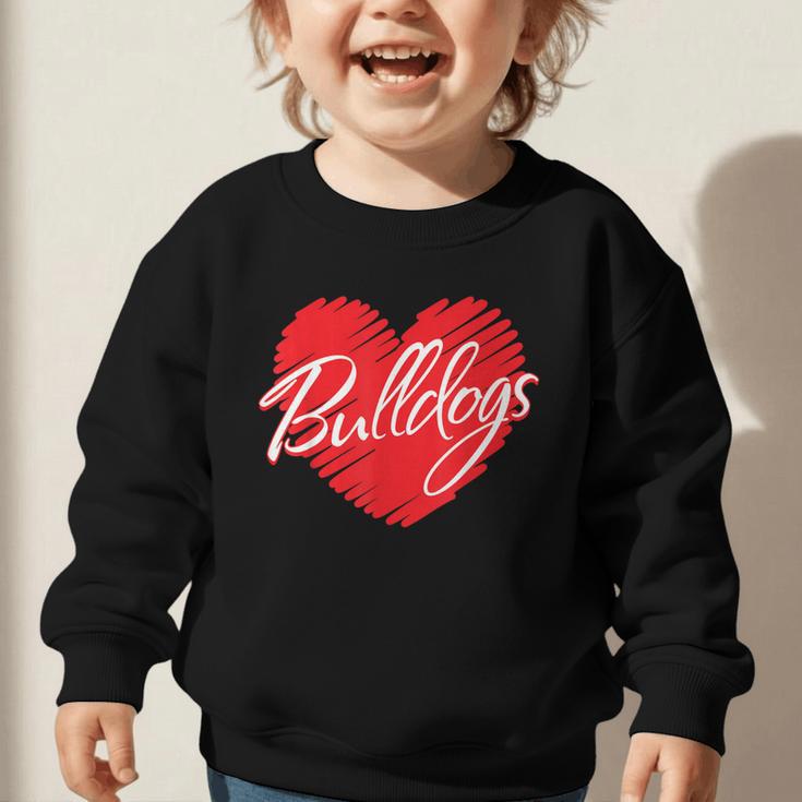 Bulldogs Heart Back To School Spirit R Graphic Toddler Sweatshirt