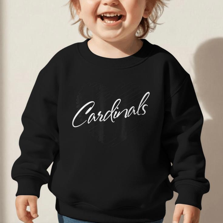 Cardinals Heart Back To School Spirit Graphic Toddler Sweatshirt