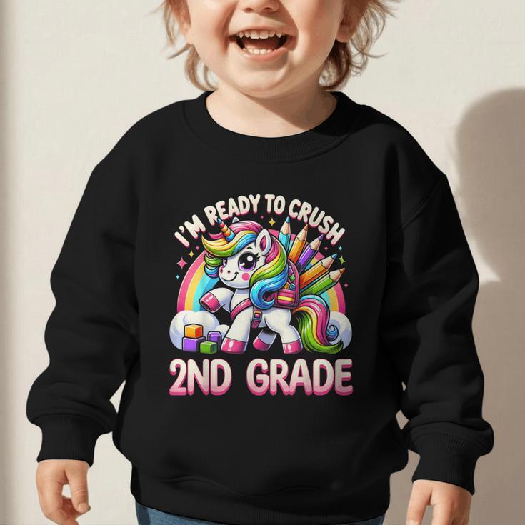 Crush 2nd Grade Girls Back To School Unicorn First Day Cute Graphic Toddler Sweatshirt Crush 2nd Grade Girls Back To School Unicorn First Day Cute Graphic Toddler Sweatshirt