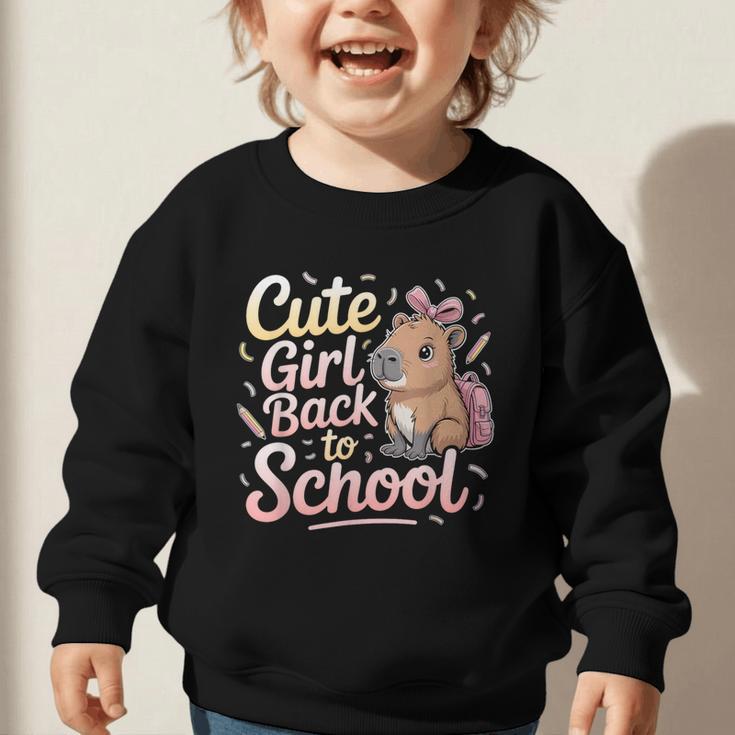 Cute Girl Back To School Capybara First Day Of School Kids Graphic Toddler Sweatshirt Cute Girl Back To School Capybara First Day Of School Kids Graphic Toddler Sweatshirt