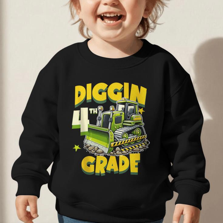 Diggin 4th Grade Bulldozer Back To School Graphic Toddler Sweatshirt