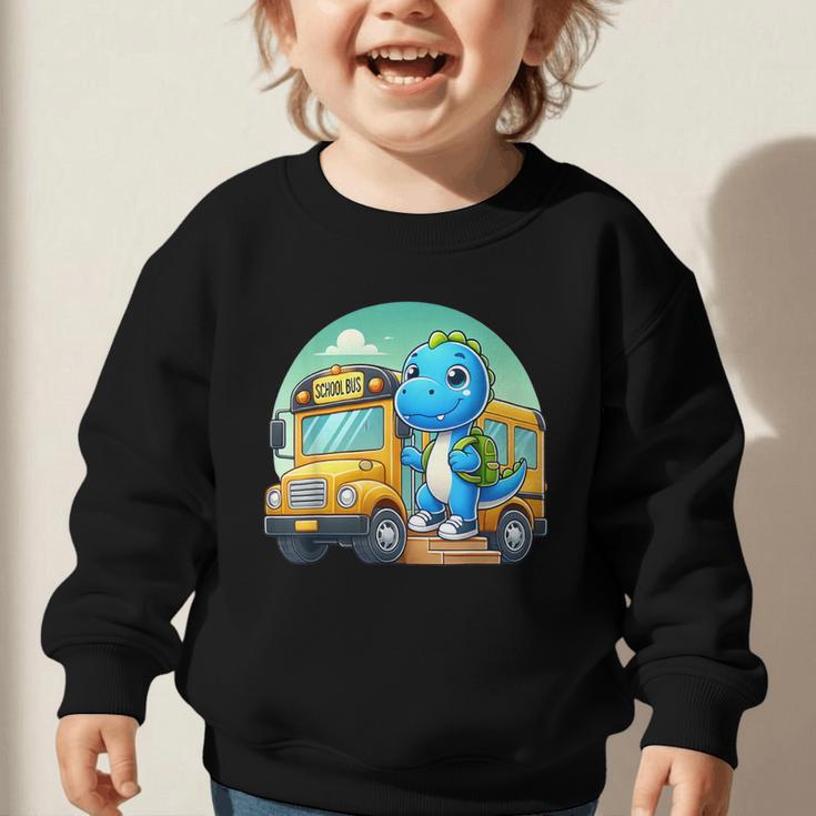 Dinosaur Kids Riding a Bus Back To School Ready To Crush Graphic Toddler Sweatshirt Dinosaur Kids Riding a Bus Back To School Ready To Crush Graphic Toddler Sweatshirt
