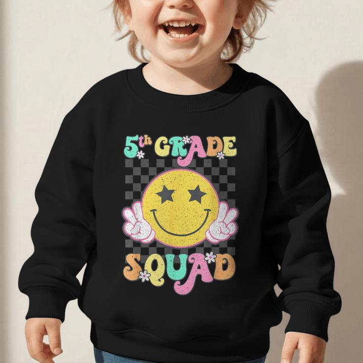 Fifth Grade Squad Smile Retro Back To School 5th Grade Graphic Toddler Sweatshirt Fifth Grade Squad Smile Retro Back To School 5th Grade Graphic Toddler Sweatshirt
