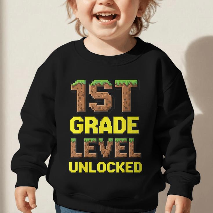 First Day Of 1st Grade Level Unlocked Back To School For Boy Graphic Toddler Sweatshirt First Day Of 1st Grade Level Unlocked Back To School For Boy Graphic Toddler Sweatshirt