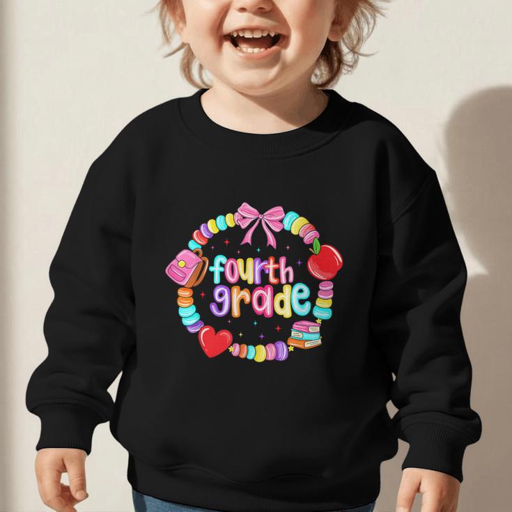 First Day Of 4th Grade Friendship Bracelet Back To School Graphic Toddler Sweatshirt