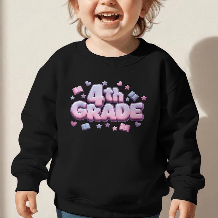 First Day Of 4th Grade Girls Coquette Bow Back To School Graphic Toddler Sweatshirt First Day Of 4th Grade Girls Coquette Bow Back To School Graphic Toddler Sweatshirt