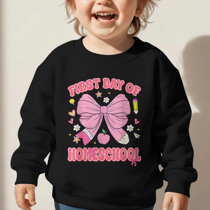 First Day Of Homeschool Coquette Back To School Girls Graphic Toddler Sweatshirt
