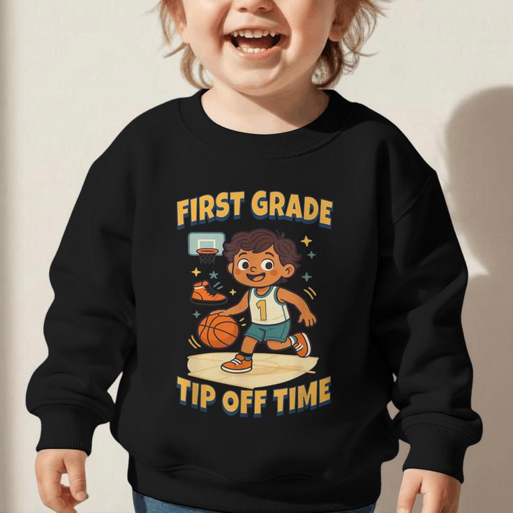 First Grade Basketball Back To School Slam Dunk Style Graphic Toddler Sweatshirt