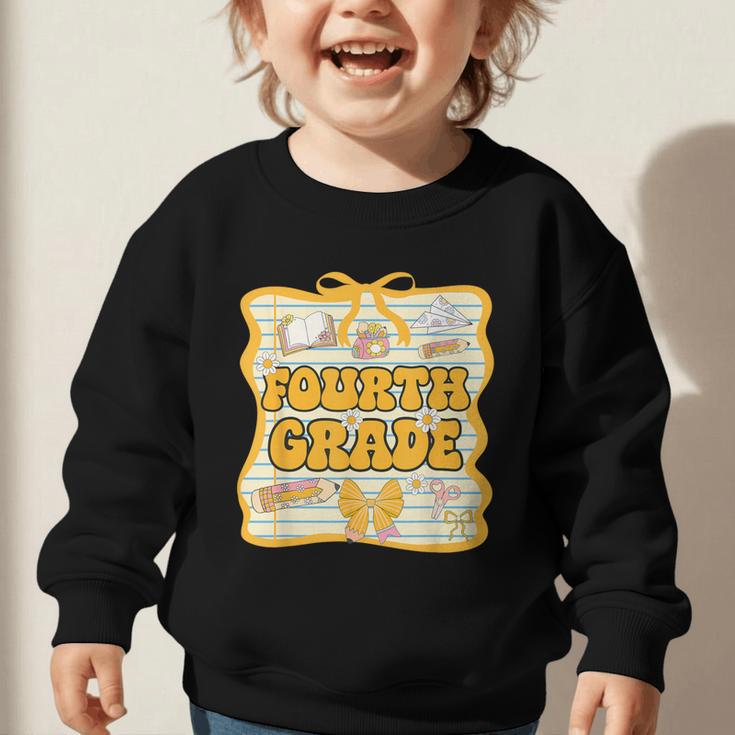 Fourth Grade Back To School Kids Girls Bow 4th Grade Groovy Graphic Toddler Sweatshirt Fourth Grade Back To School Kids Girls Bow 4th Grade Groovy Graphic Toddler Sweatshirt