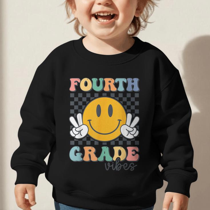 Fourth Grade Vibes Retro Smile Back To School 4th Grade Team Graphic Toddler Sweatshirt Fourth Grade Vibes Retro Smile Back To School 4th Grade Team Graphic Toddler Sweatshirt