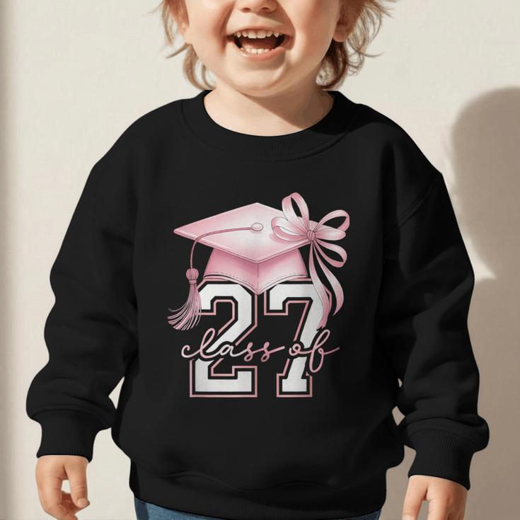 Girls Class Of 2027 Back To School Senior 2027 Coquette Bow Graphic Toddler Sweatshirt Girls Class Of 2027 Back To School Senior 2027 Coquette Bow Graphic Toddler Sweatshirt
