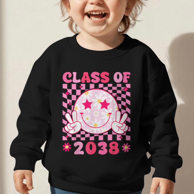 Groovy Class Of 2038 Grow With Me Smile Face Back To School Graphic Toddler Sweatshirt