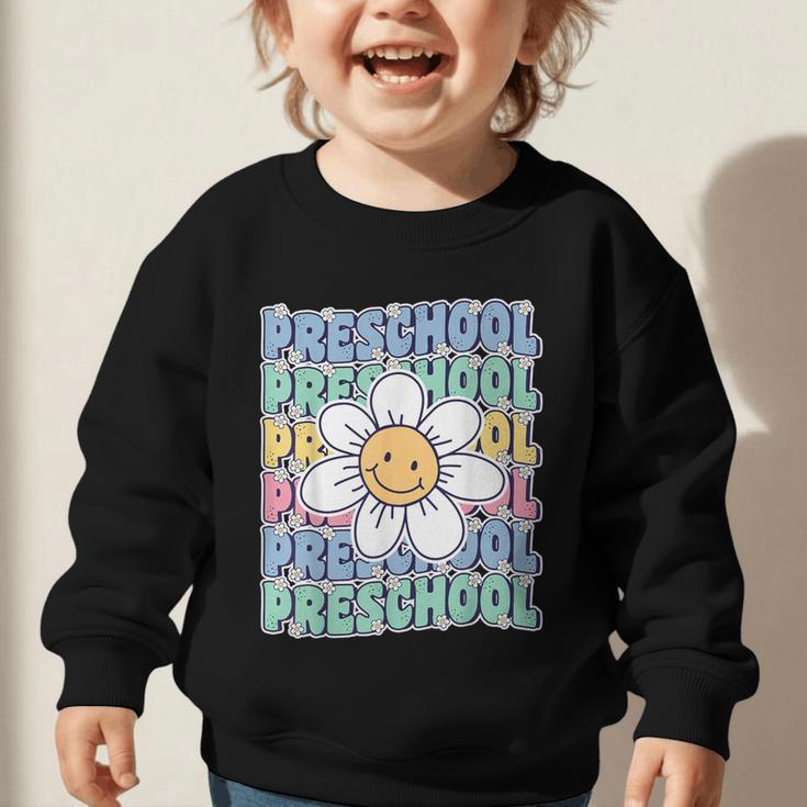 Groovy Preschool Cute Back To School First Day Of Pre K Graphic Toddler Sweatshirt Groovy Preschool Cute Back To School First Day Of Pre K Graphic Toddler Sweatshirt