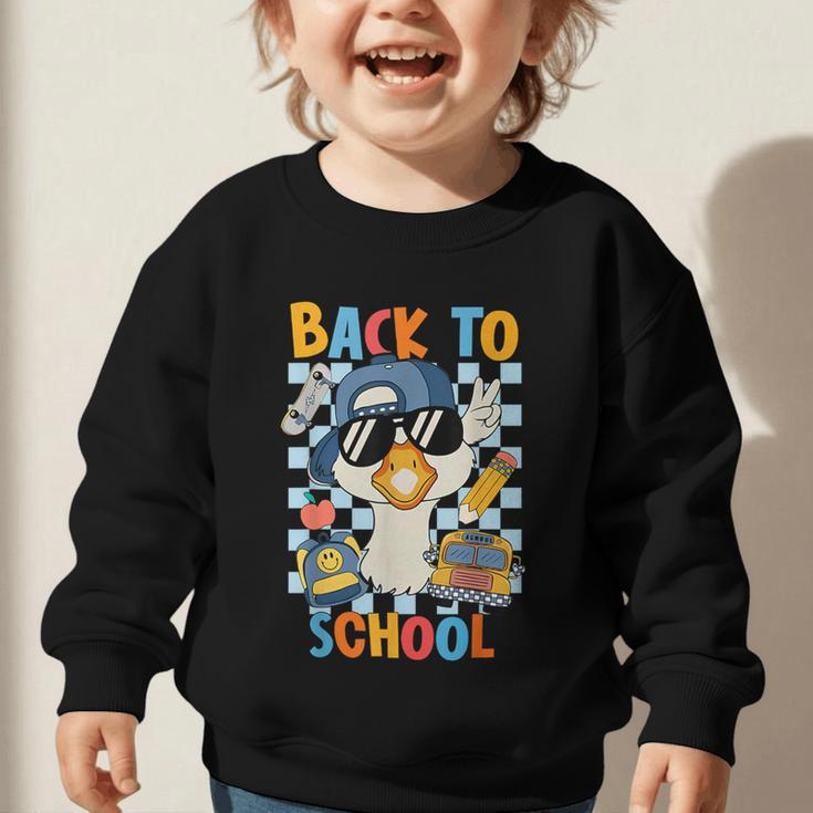 Happy First Day Of School Back To School Goose Boys Kids Graphic Toddler Sweatshirt