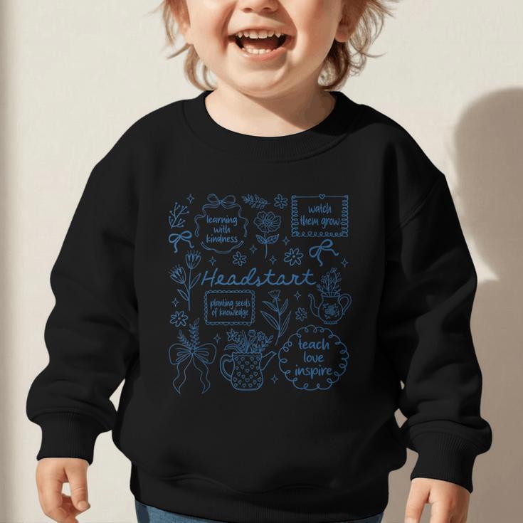 Headstart Love Inspire Teach Blue Bow Back To School Graphic Toddler Sweatshirt