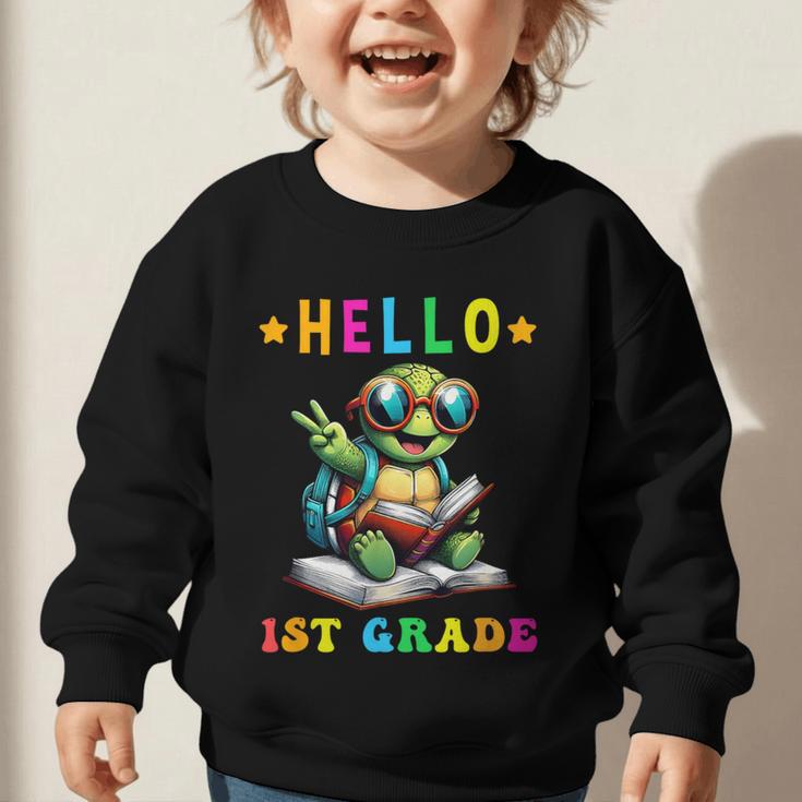 Hello 1st Grade Turtle Lovers Back To School Kids Boys Girls Graphic Toddler Sweatshirt