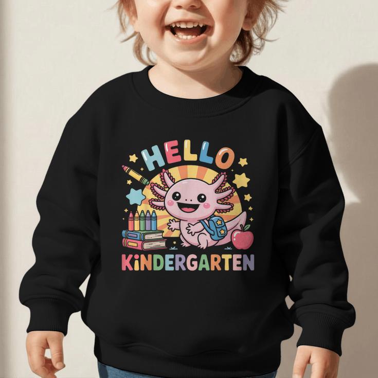 Hello Kindergarten Axolotl Back To School For Kids Graphic Toddler Sweatshirt Hello Kindergarten Axolotl Back To School For Kids Graphic Toddler Sweatshirt