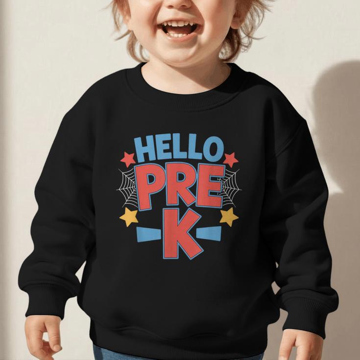 Hello Pre-K Preschool Squad Spider Back To School First Day Graphic Toddler Sweatshirt