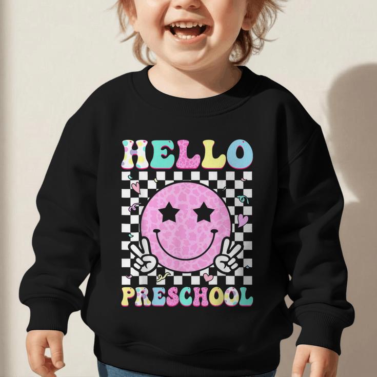 Hello Preschool Groovy Back To School Pre-K Team Girls Kids Graphic Toddler Sweatshirt