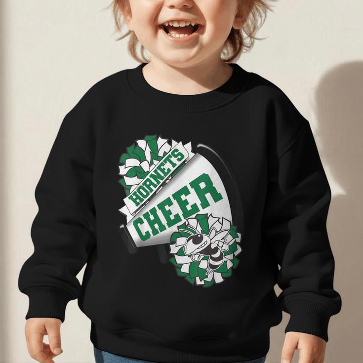 Hornets Cheer Back To School Cheerleading Spirit Green Graphic Toddler Sweatshirt