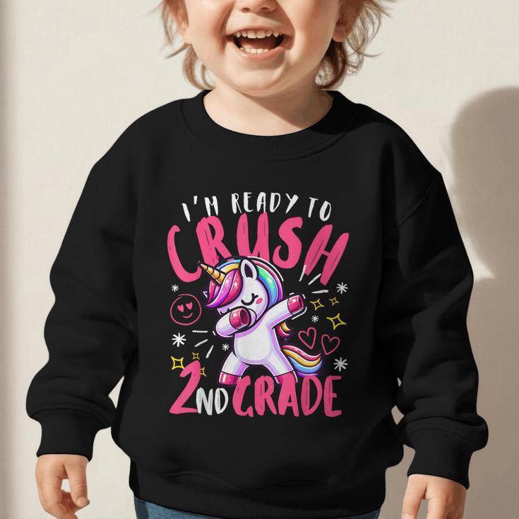 I'm Ready To Crush 2nd Grade Dabbing Unicorn Back To School Graphic Toddler Sweatshirt I'm Ready To Crush 2nd Grade Dabbing Unicorn Back To School Graphic Toddler Sweatshirt