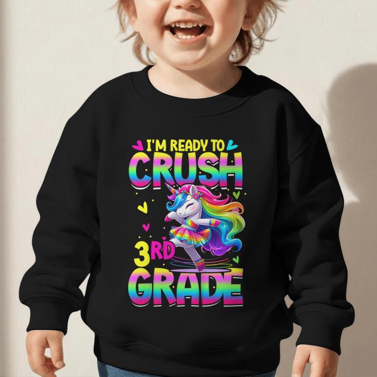 I'm Ready To Crush 3rd Grade Back To School Dancing Unicorn Graphic Toddler Sweatshirt