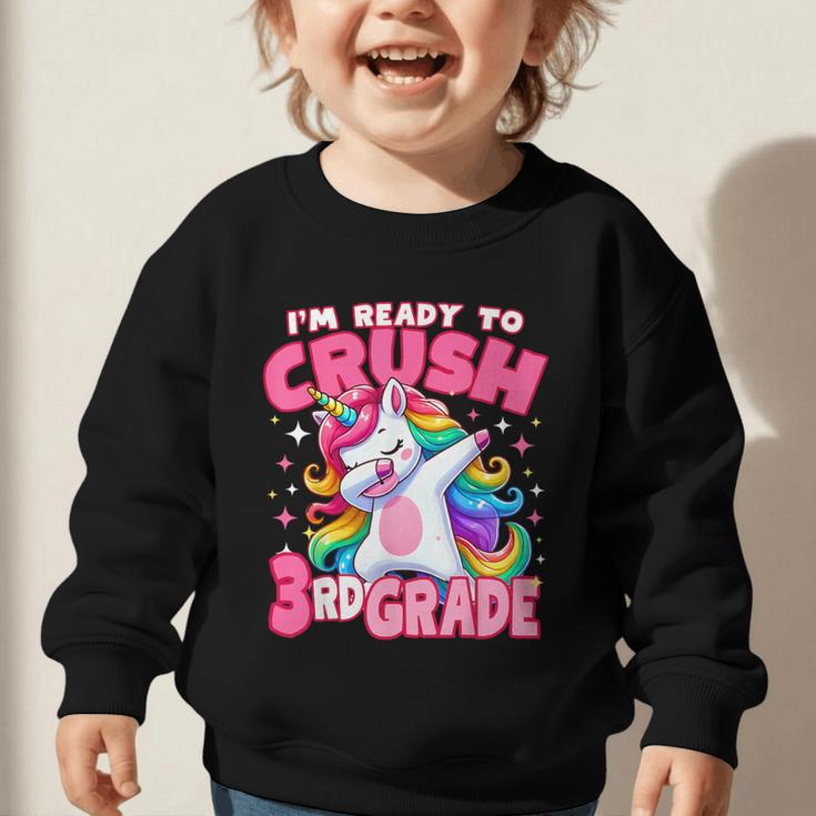 I'm Ready To Crush 3rd Grade Dabbing Unicorn Back To School Graphic Toddler Sweatshirt I'm Ready To Crush 3rd Grade Dabbing Unicorn Back To School Graphic Toddler Sweatshirt
