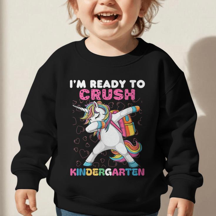 I'm Ready To Crush Kindergarten Unicorn Back To School Graphic Toddler Sweatshirt I'm Ready To Crush Kindergarten Unicorn Back To School Graphic Toddler Sweatshirt