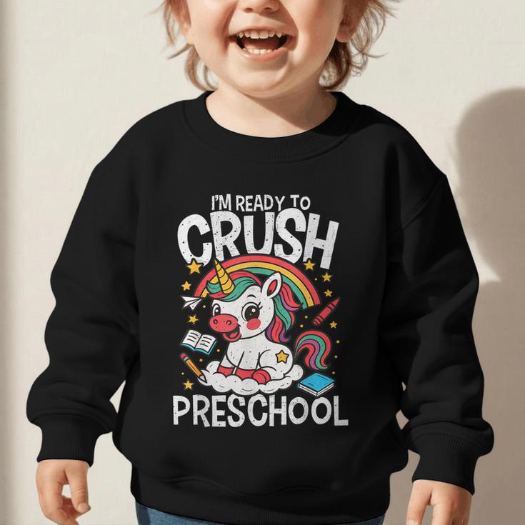 I'm Ready To Crush Preschool Unicorn Back To School Girls Graphic Toddler Sweatshirt I'm Ready To Crush Preschool Unicorn Back To School Girls Graphic Toddler Sweatshirt