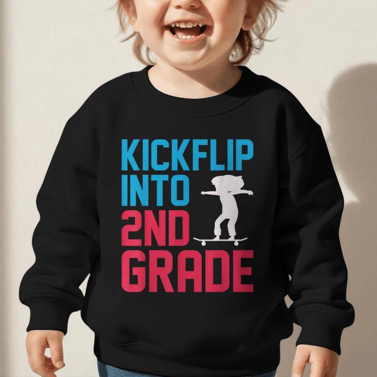 Kickflip Into 2nd Grade Skateboard Lover Back To School Graphic Toddler Sweatshirt